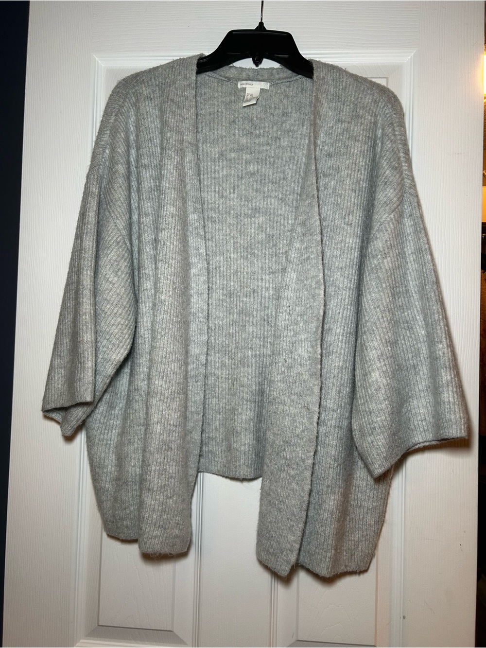 H&M Light Gray Ribbed Open-Front Cardigan